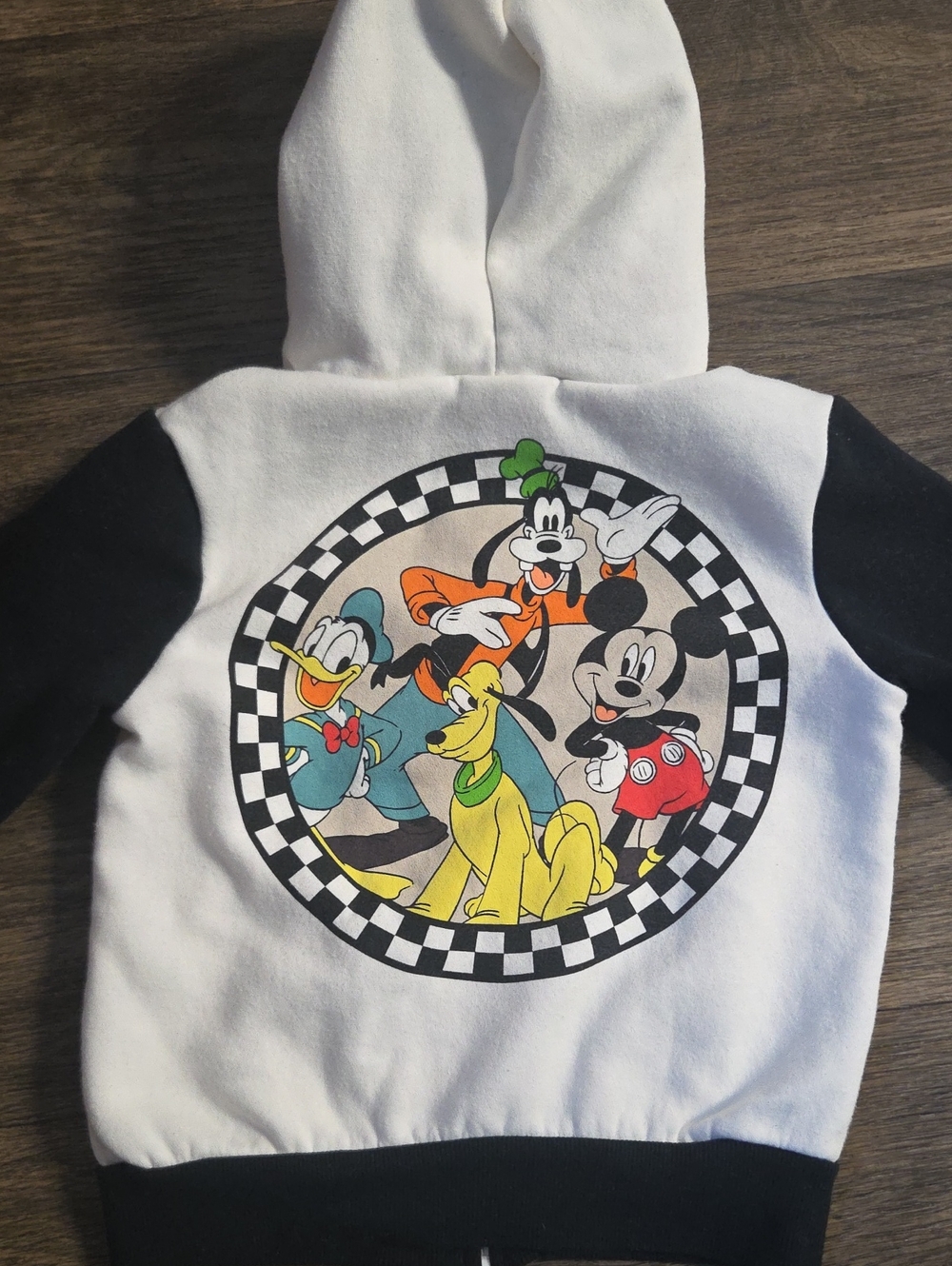 Disney White & Black Hoodie with Colorful Mickey & Friends Graphic